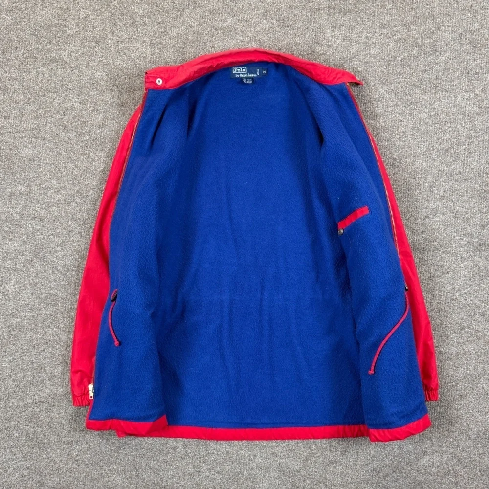 Vintage Polo Ralph Lauren Red Parka Jacket Mens M Fleece Lined Outdoor Retro 90s